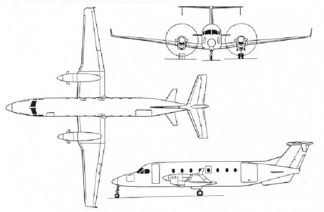 BE-1900D-three-view-schematic-13